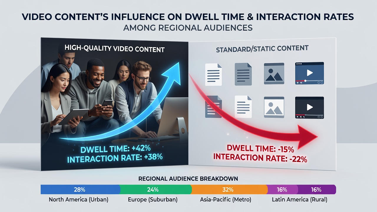 Video Content's Influence on Dwell Time and Interaction Rates Among Regional Audiences